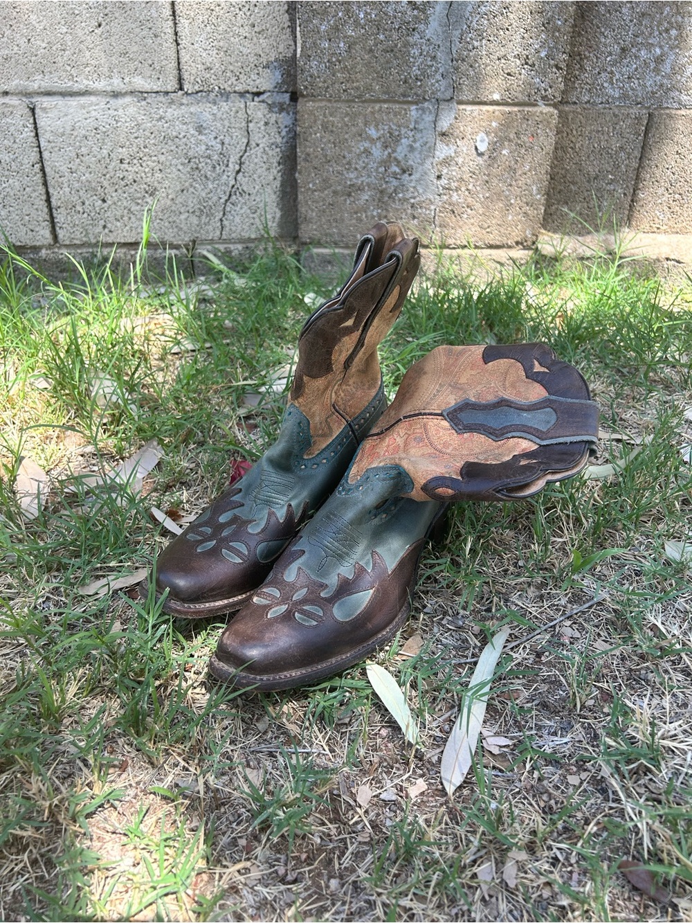 Women’s Sonora  Two-Tone Brown and teal  Leather Western Boots